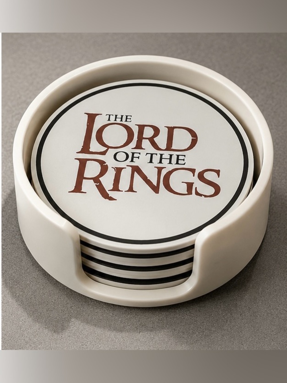 Lord of the Rings 3D Printed Coaster Set with Matching Holder 4 Inch